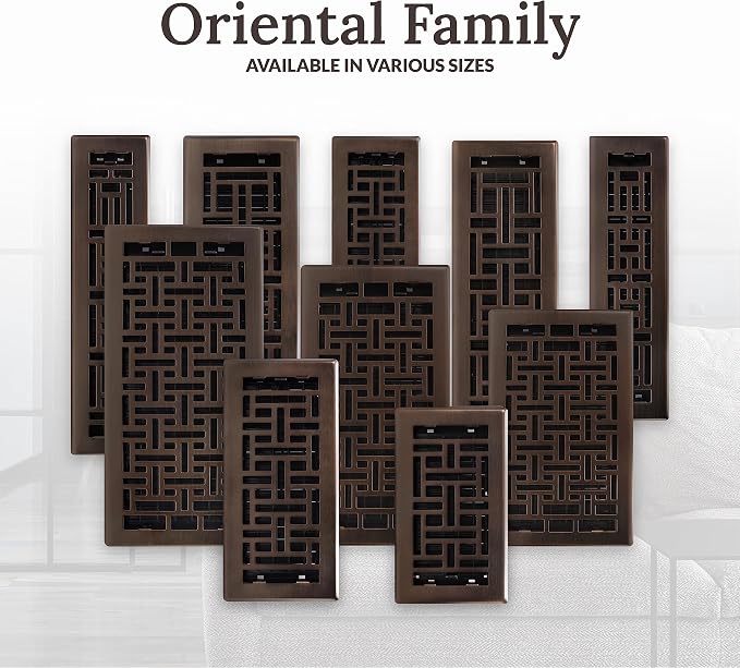 AJH214-RB Oriental Floor Register, 2x14 Inches, Rubbed Bronze Finish, alternate product view 10