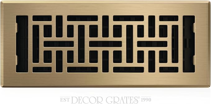 AJH412-A Oriental Floor Register, 4x12 Inches, Antique Brass Finish in 4x12. in Antique Brass Finish.