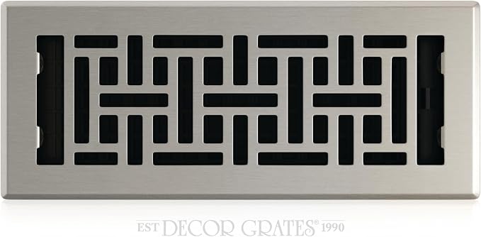 AJH412-NKL Oriental Floor Register, 4x12 Inches, Brushed Nickel, product image