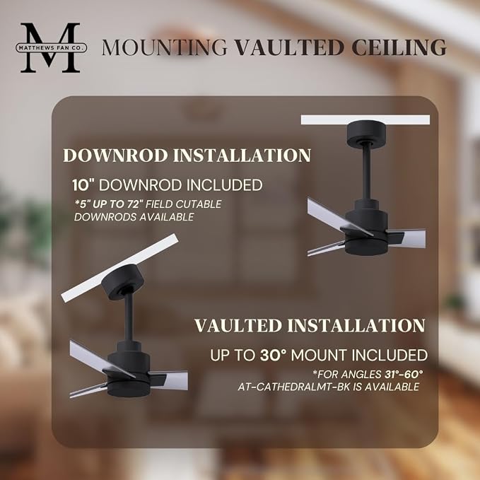 AK-BK-BN-56 Alessandra Wet Rated 56" Ceiling Fan without Light, Remote Included, Silent DC Motor, Matte Black, alternate view