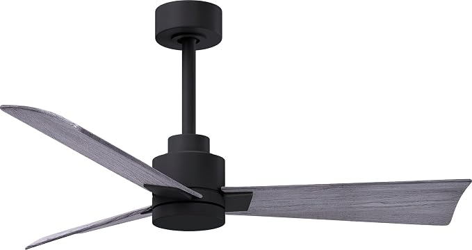 AK-BK-BW-42 Alessandra Wet Rated 42" Ceiling Fan without Light, Remote Included, Silent DC Motor, Matte Black with Barn Wood