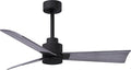 AK-BK-BW-42 Alessandra Wet Rated 42" Ceiling Fan without Light, Remote Included, Silent DC Motor, Matte Black with Barn Wood