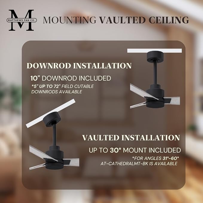 AK-BK-BW-42 Alessandra Wet Rated 42" Ceiling Fan without Light, Remote Included, Silent DC Motor, Matte Black with Barn Wood