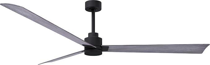 AK-BK-BW-72 Alessandra Wet Rated 72" Ceiling Fan without Light, Remote Included, Silent DC Motor, Matte Black with Barn Wood