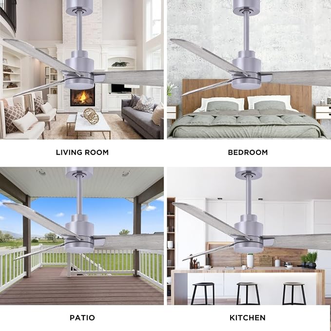 AK-BN-BW-72 Alessandra Wet Rated 72" Ceiling Fan without Light, Remote Included, Silent DC Motor, Brushed Nickel with Barn