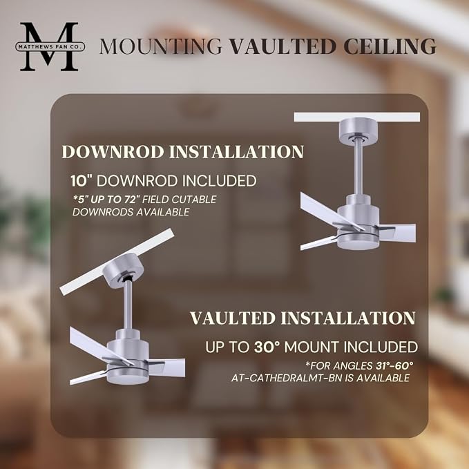 AK-BN-MWH-56 Alessandra Wet Rated 56" Ceiling Fan without Light, Remote Included, Silent DC Motor, Brushed Nickel with Matte
