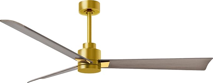 AK-BRBR-GA-56 Alessandra Wet Rated 56" Ceiling Fan without Light, Remote Included, Silent DC Motor, Brushed Brass with Gray