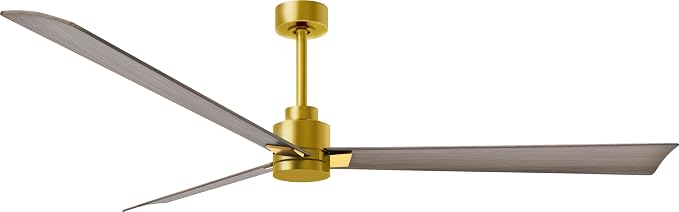 AK-BRBR-GA-72 Alessandra Wet Rated 72" Ceiling Fan without Light, Remote Included, Silent DC Motor, Brushed Brass with Gray