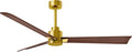 AK-BRBR-WN-56 Alessandra Wet Rated 56" Ceiling Fan without Light, Remote Included, Silent DC Motor, Brushed Brass with Walnut