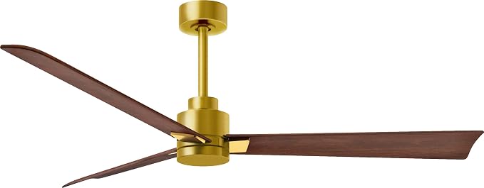 AK-BRBR-WN-56 Alessandra Wet Rated 56" Ceiling Fan without Light, Remote Included, Silent DC Motor, Brushed Brass with Walnut