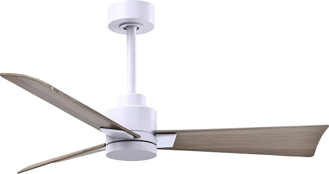 AK-MWH-GA-42 Alessandra Wet Rated 42" Ceiling Fan without Light, Remote Included, Silent DC Motor, Matte White with Gray Ash