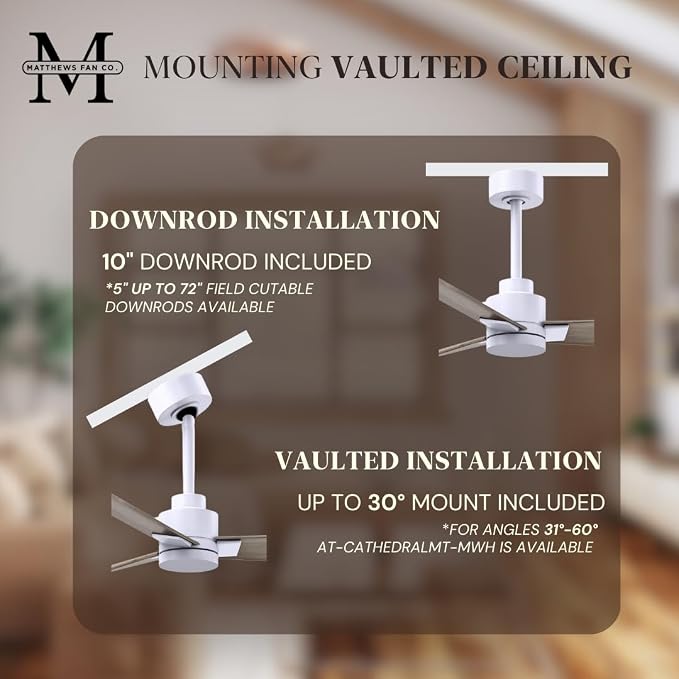 AK-MWH-GA-42 Alessandra Wet Rated 42" Ceiling Fan without Light, Remote Included, Silent DC Motor, Matte White with Gray Ash
