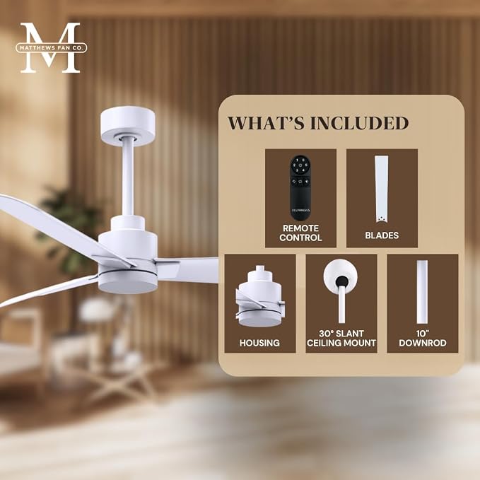 AK-MWH-MWH-72 Alessandra Wet Rated 72" Ceiling Fan without Light, Remote Included, Silent DC Motor, Matte White, alternate