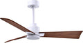 AK-MWH-WN-42 Alessandra Wet Rated 42" Ceiling Fan without Light, Remote Included, Silent DC Motor, Matte White with Walnut