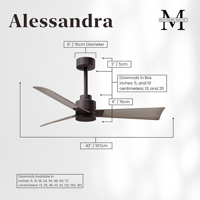 AK-TB-GA-42 Alessandra Wet Rated 42" Ceiling Fan without Light, Remote Included, Silent DC Motor, Textured Bronze with Gray