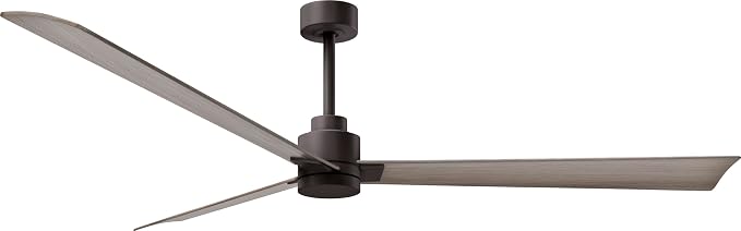 AK-TB-GA-72 Alessandra Indoor/Outdoor Wet Rated Downrod Mount 72" Ceiling Fan with Remote, 3 Gray Ash ABS Blades, Textured