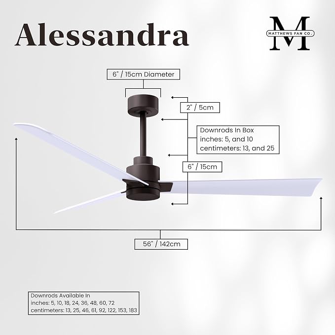 AK-TB-MWH-56 Alessandra Wet Rated 56" Ceiling Fan without Light, Remote Included, Silent DC Motor, Textured Bronze with Matte