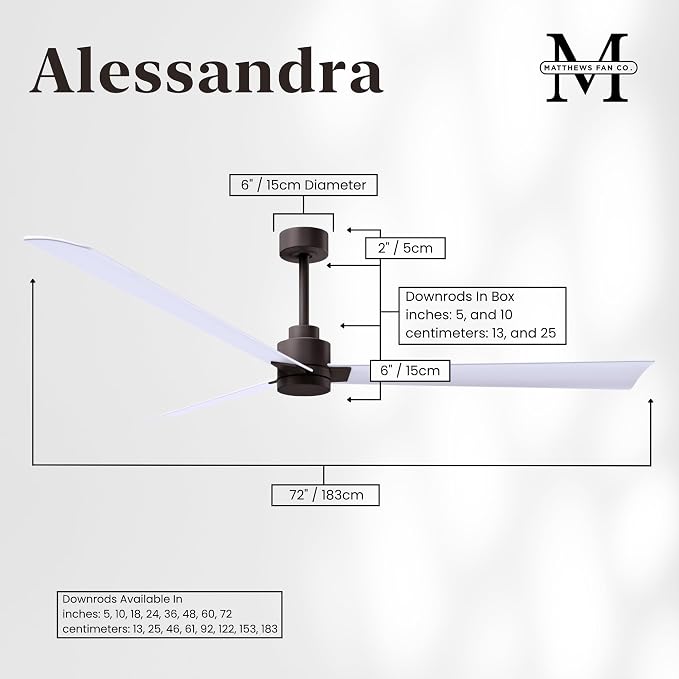 AK-TB-MWH-72 Alessandra Wet Rated 72" Ceiling Fan without Light, Remote Included, Silent DC Motor, Textured Bronze with Matte