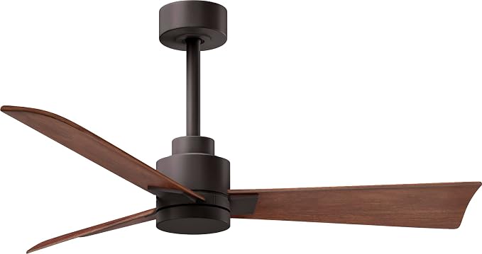 AK-TB-WN-42 Alessandra Indoor/Outdoor Wet Rated Downrod Mount 42" Ceiling Fan with Remote, 3 Walnut Tone ABS Blades, Textured