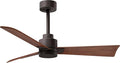 AK-TB-WN-42 Alessandra Indoor/Outdoor Wet Rated Downrod Mount 42" Ceiling Fan with Remote, 3 Walnut Tone ABS Blades, Textured