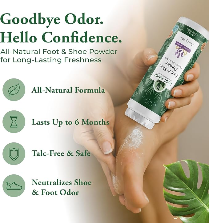 All Natural Foot & Shoe Powder, Foot Deodorant, Talc-Free, Odor Eliminator, & Deodorizes, alternate product view 2