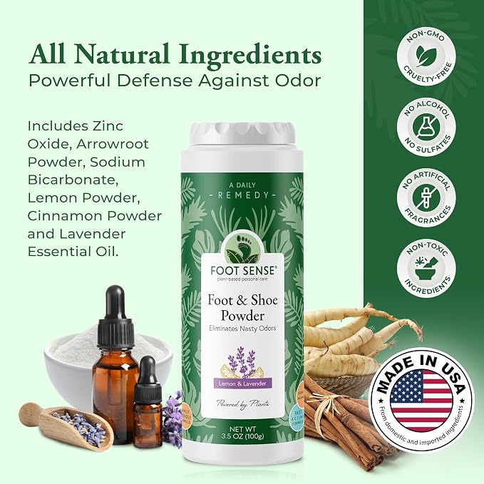 All Natural Foot & Shoe Powder, Foot Deodorant, Talc-Free, Odor Eliminator, & Deodorizes, alternate product view 3