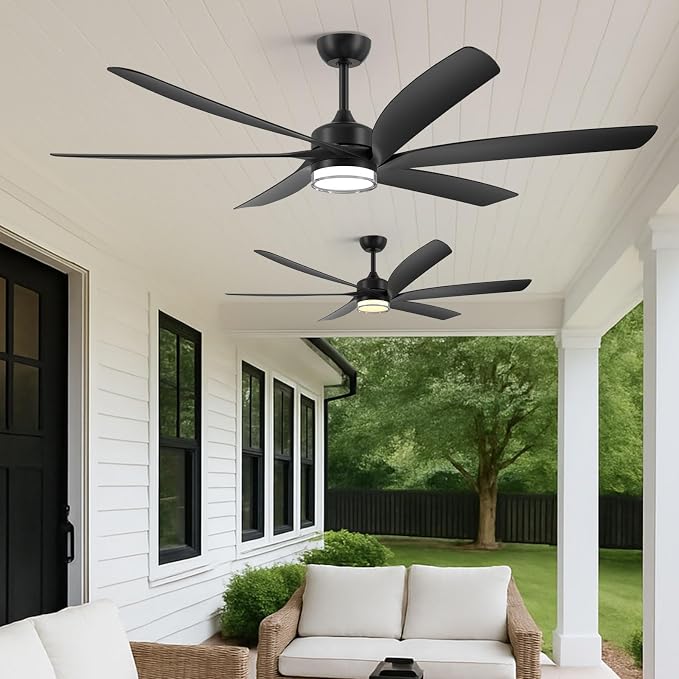 All Weather Outdoor Ceiling Fan with Light Wet Rated, 64 Inch Modern Smart Ceiling Fans, Voice/Wifi/RemoteControl, 6 Large