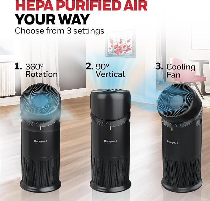 Allergen PlusTM 3-in-1 HEPA Air Purifier, Fan & Air Circulator, 1928 Ft2 Rooms in 1 hour, Air Quality Sensor, Sleep Mode