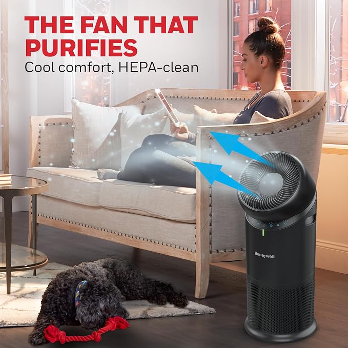 Allergen PlusTM 3-in-1 HEPA Air Purifier, Fan & Air Circulator, 1928 Ft2 Rooms in 1 hour, Air Quality Sensor, Sleep Mode