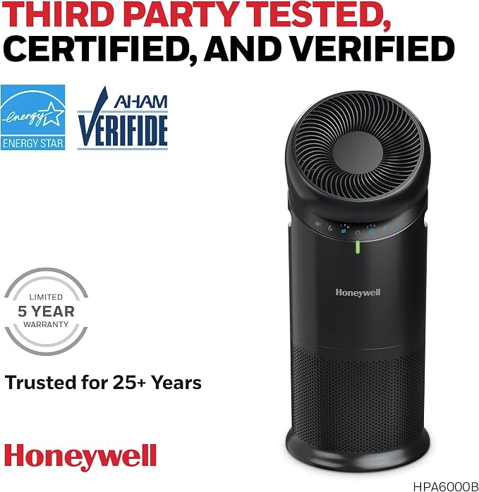 Allergen PlusTM 3-in-1 HEPA Air Purifier, Fan & Air Circulator, 1928 Ft2 Rooms in 1 hour, Air Quality Sensor, Sleep Mode