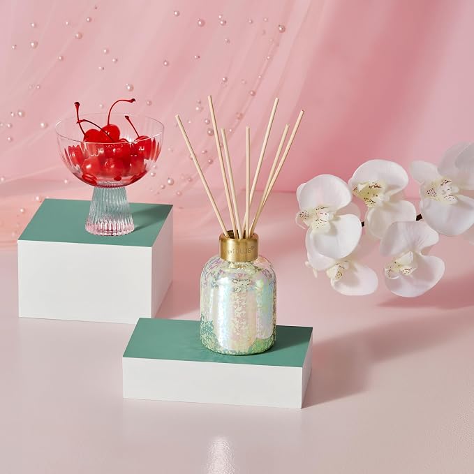 Aloha Orchid Reed Diffuser Set - Includes Scented Diffuser Oil, Diffuser Sticks, and Mercury Iridescent Glass Bottle