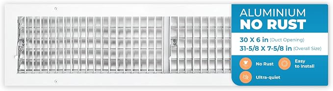 Aluminum 30 x 6 Inch Air Vent Covers Wall AC Grille – Premium Register Vent Cover – Durable Rustproof Aluminum