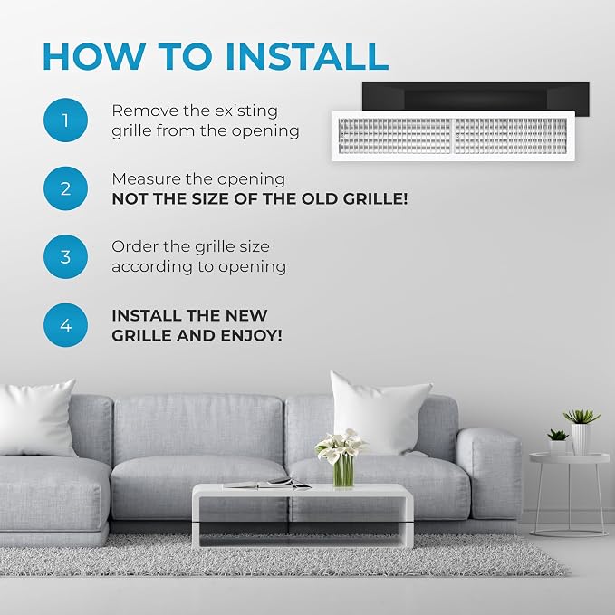 Aluminum 36 x 6 Inch (Duct Opening) Air Vent Covers for Wall AC Grille, Premium Register Vent Cover, Durable, alternate view