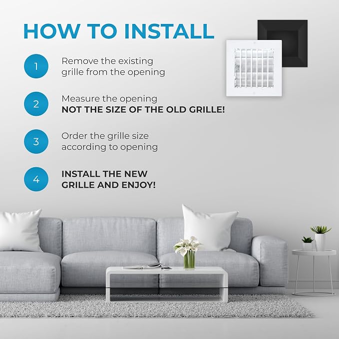 Aluminum 6 x 6 Inch (Duct Opening) Air Vent Covers Wall AC Grille – Premium Register Vent Cover – Durable, alternate view 6