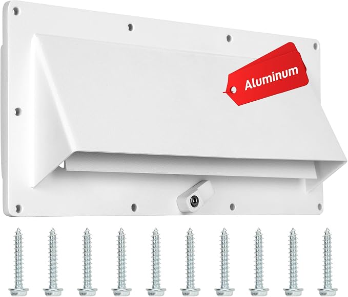 Aluminum RV Stove Vent Cover, Adjustable Depth without Cutting, Butyl Tape, Kitchen Exterior Vent Cover, Camper