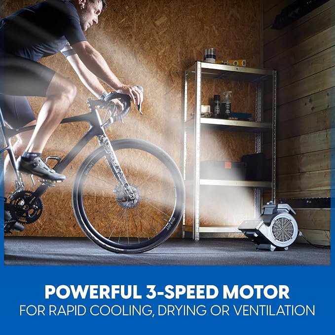 AM201R 3 Speed Floor Fan, 156W 550 CFM Air Mover, Utility Blower Fan, Carpet Dryer for Drying, Cooling & Circulation