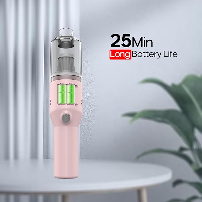 Portable Mini Car Vacuum Cleaner Pink, High Power Cordless(400g) Handheld Rechargeable