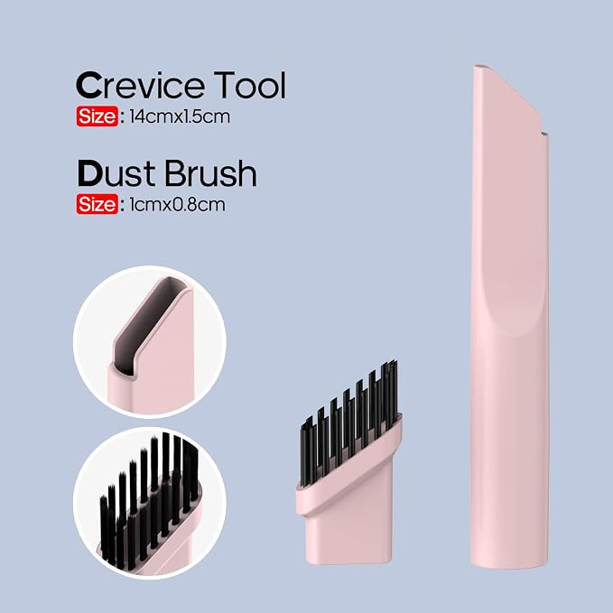 Portable Mini Car Vacuum Cleaner Pink, High Power Cordless(400g) Handheld Rechargeable