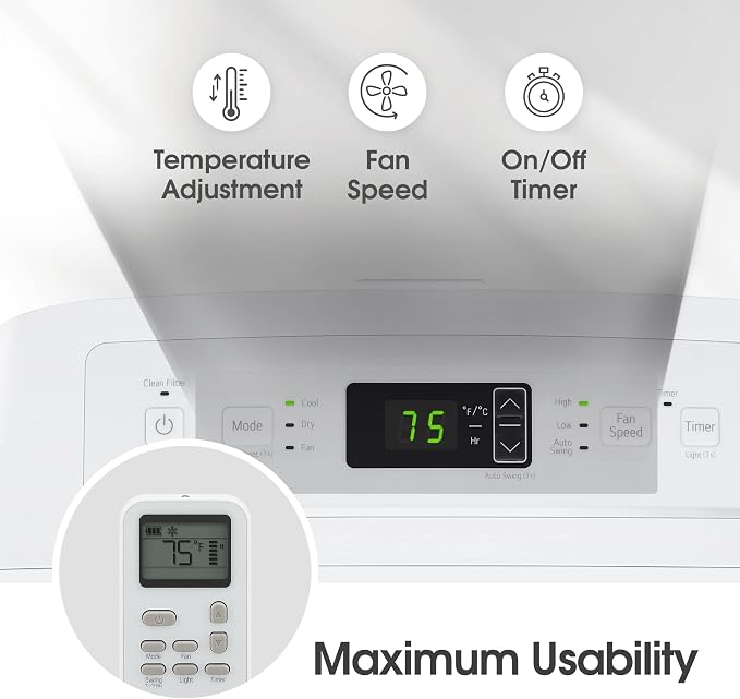 Amazon Renewed 6000 BTU SACC(9700 ASHRAE) Portable Air Conditioners [2023] Cools 260 Sqft Easy Install & Remote Control LCD