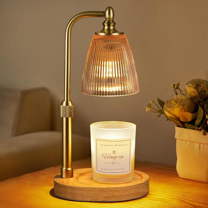 Amber Candle Warmer Lamp with Timer Dimmable,Birthday Gifts for Women Sister,House Warming Gifts New Home,Adjustable Height