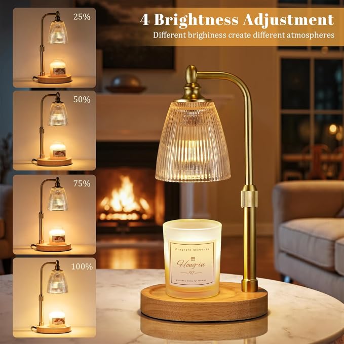 Amber Candle Warmer Lamp with Timer Dimmable,Birthday Gifts for Women Sister,House Warming Gifts New Home,Adjustable Height