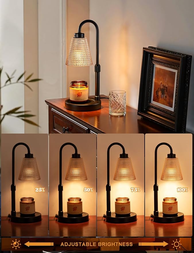 Amber Candle Warmer Lamp with Timer, Dimmable Candle Warmer for Jar Candles, Height Adjustable Wax Melts Warmer, alternate