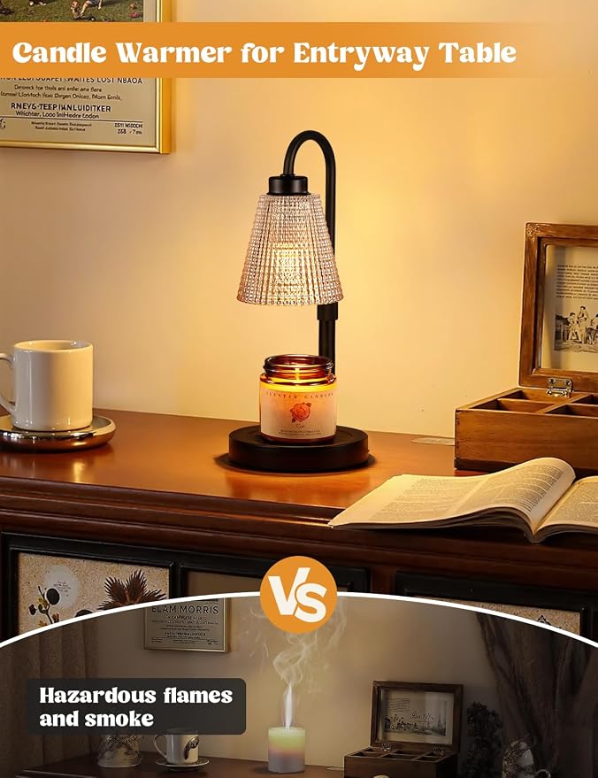 Amber Candle Warmer Lamp with Timer, Dimmable Candle Warmer for Jar Candles, Height Adjustable Wax Melts Warmer, alternate