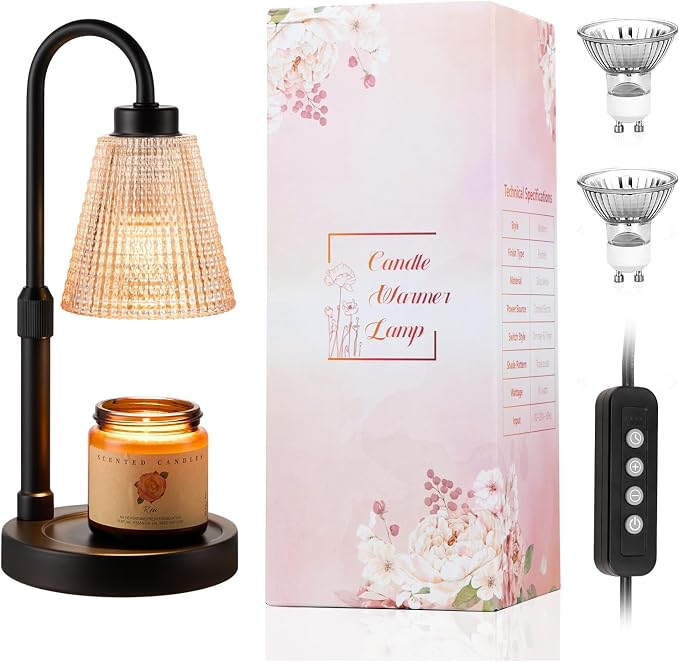 Amber Candle Warmer Lamp with Timer, Dimmable Candle Warmer for Jar Candles, Height Adjustable Wax Melts Warmer, alternate