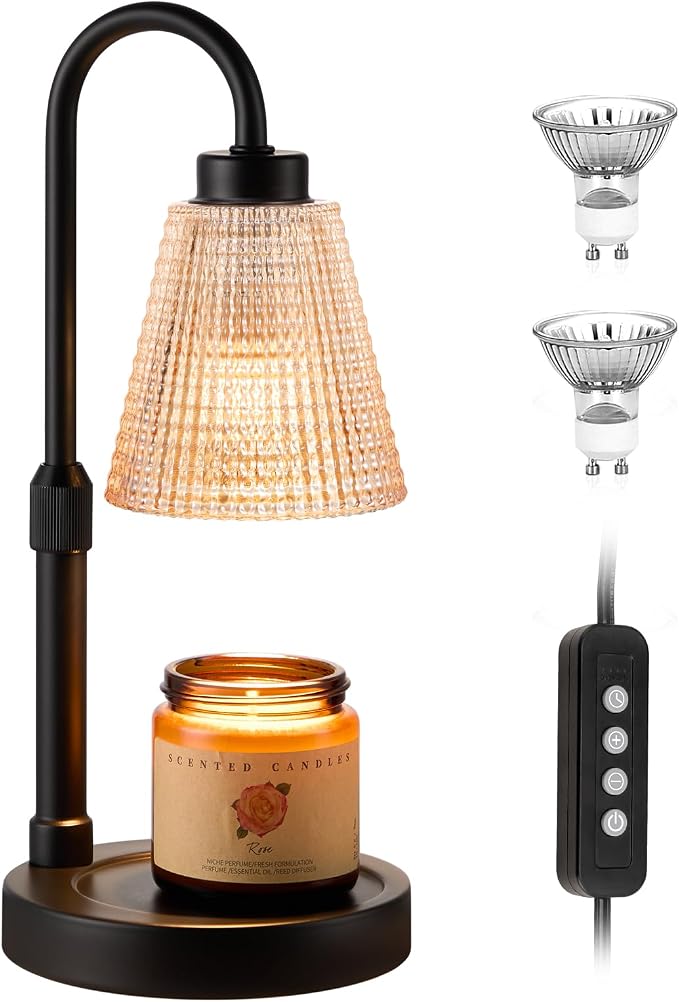 Amber Candle Warmer Lamp with Timer, Dimmable Candle Warmer for Jar Candles, Height Adjustable Wax Melts Warmer, alternate