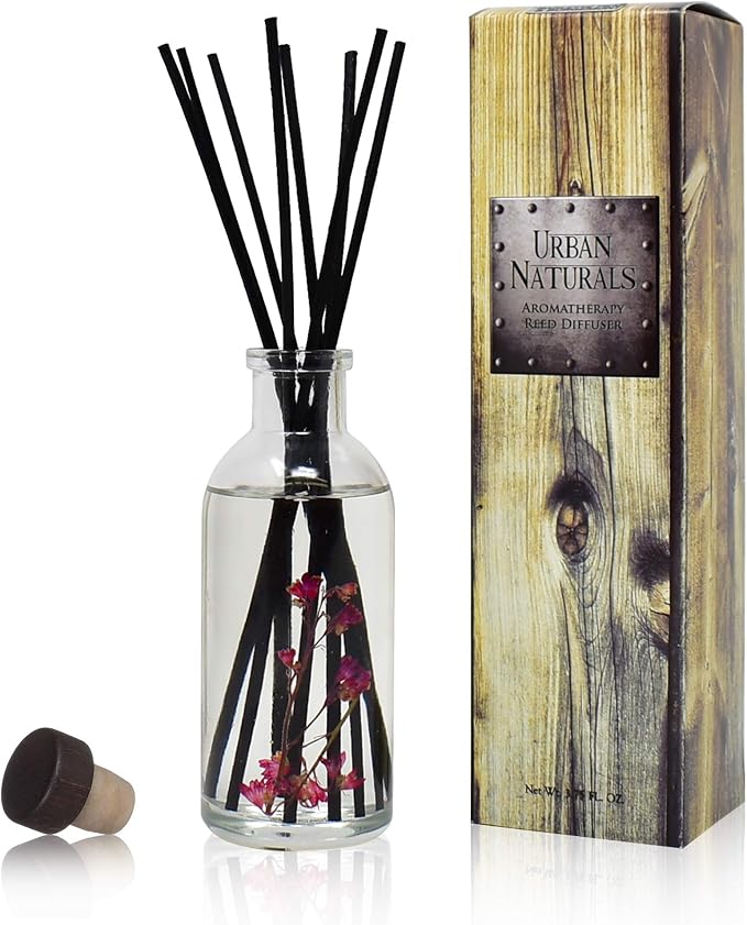 Amber & Lavender Reed Diffuser Scented Sticks Set | (Awaken + Renew) Mind & Body Aromatherapy Collection | Essential Oil