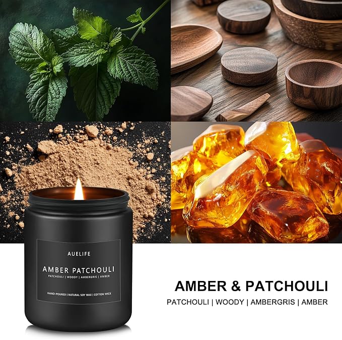 Amber & Patchouli Candle | Candles for Men - Scented Candles for Home, Gifts for Men - Soy Candle for Home Scented, alternate