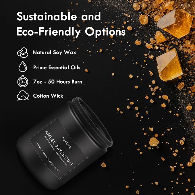 Amber & Patchouli Candle | Candles for Men - Scented Candles for Home, Gifts for Men - Soy Candle for Home Scented, alternate