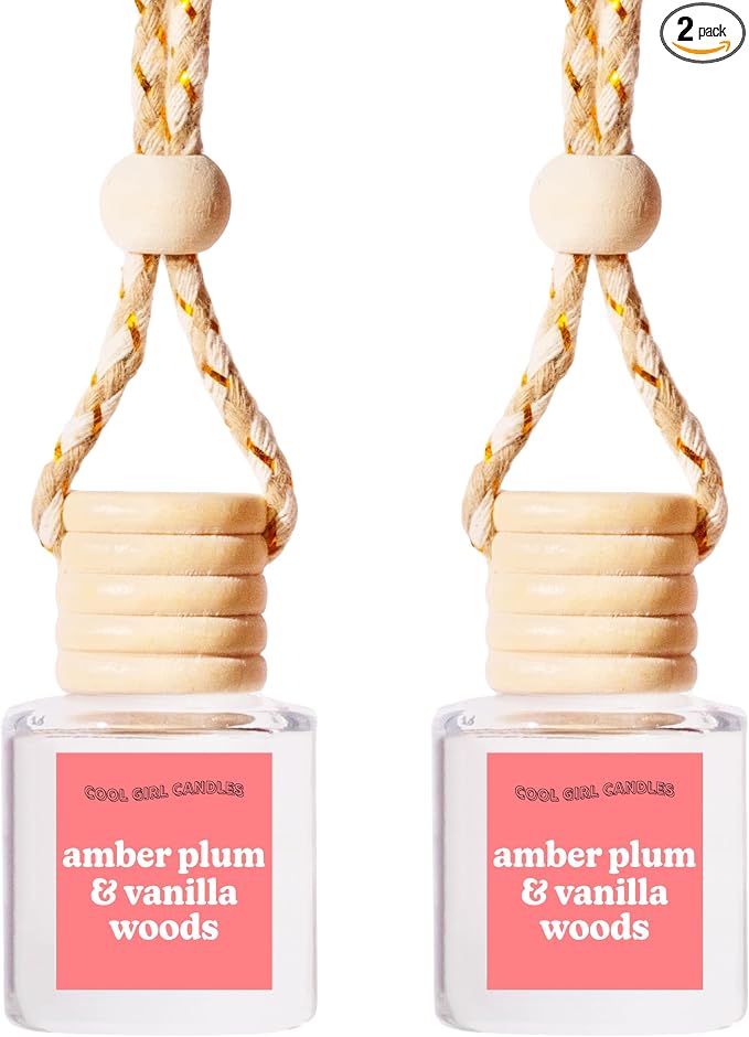 Amber Plum Vanilla Car Air Freshener - Long Lasting, Hangable Oil Diffuser for Essential Oils, Scents and Aromatherapy