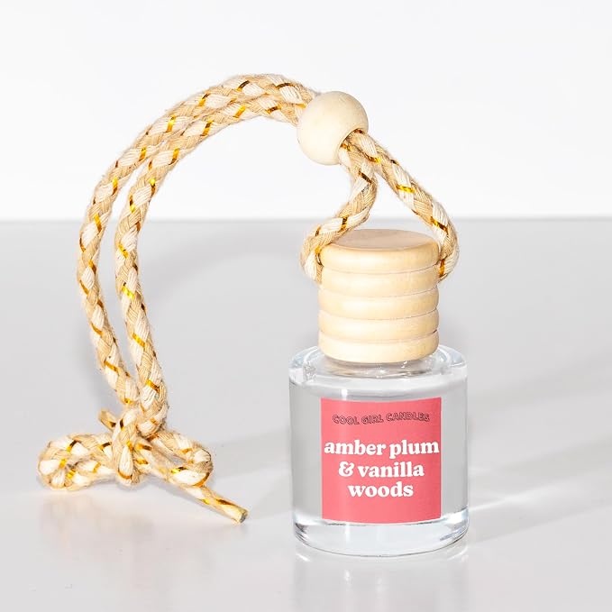 Amber Plum Vanilla Car Air Freshener - Long Lasting, Hangable Oil Diffuser for Essential Oils, Scents and Aromatherapy